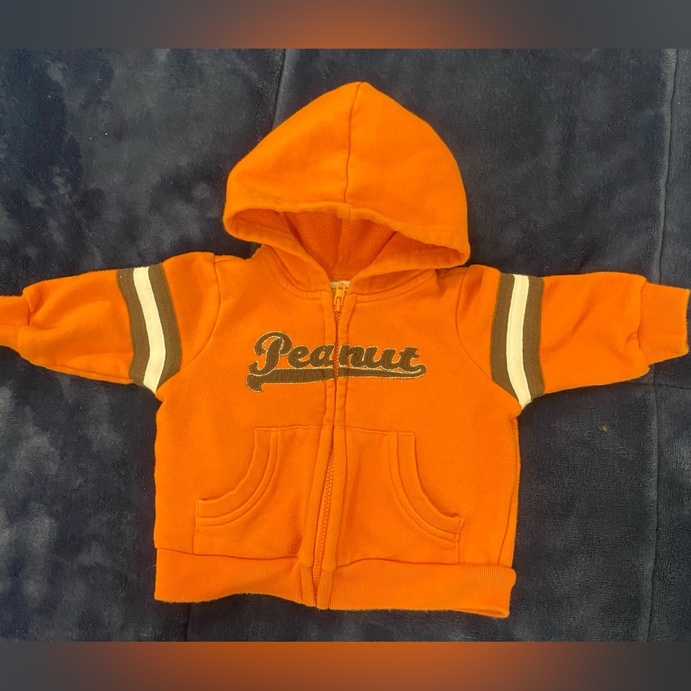 Baby 8 Orange Peanut Full Zip 3-6 M Hooded Jacket